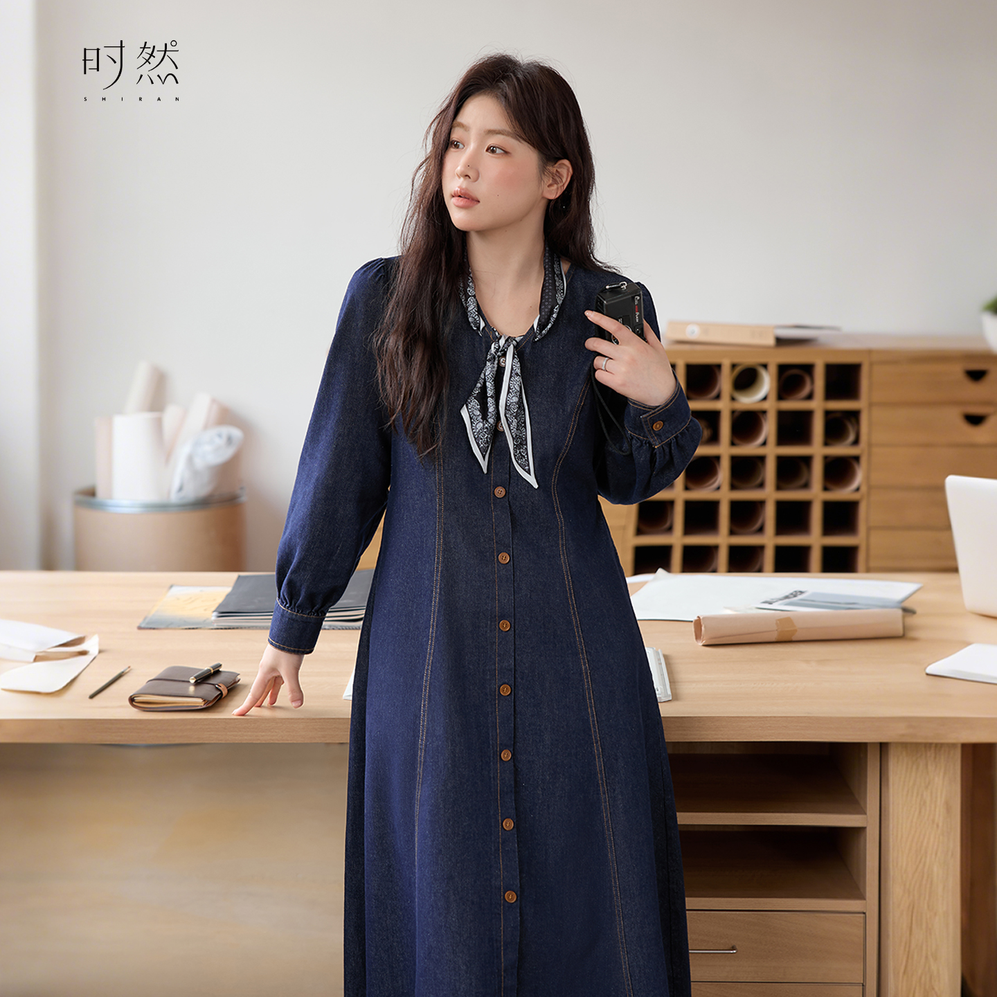 时然【丝络翩跹】复古牛仔裙