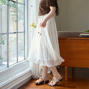 新款 莱赛尔半身裙25年夏季 遮胯显瘦亚麻天丝半裙 女装 时然微胖大码