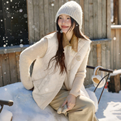 时然大码 加厚棉袄秋冬 棉服马夹背心新款 棉服马甲微胖mm冬季 女装