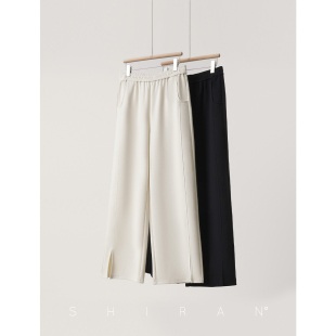 微胖MM26年春季 直筒裤 新款 显瘦遮肉针织开衩休闲裤 时尚 时然大码