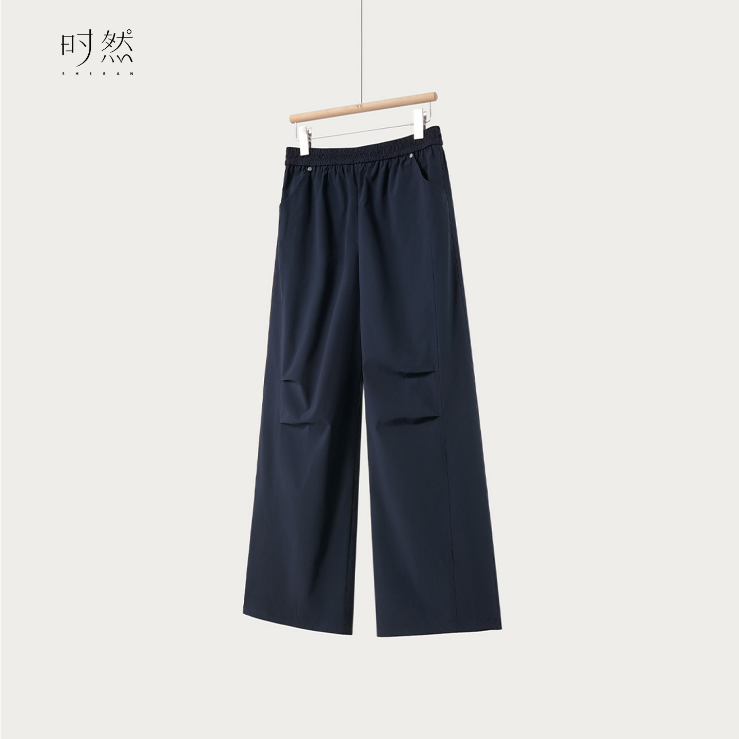 松紧腰机能风束口松弛感通勤长裤