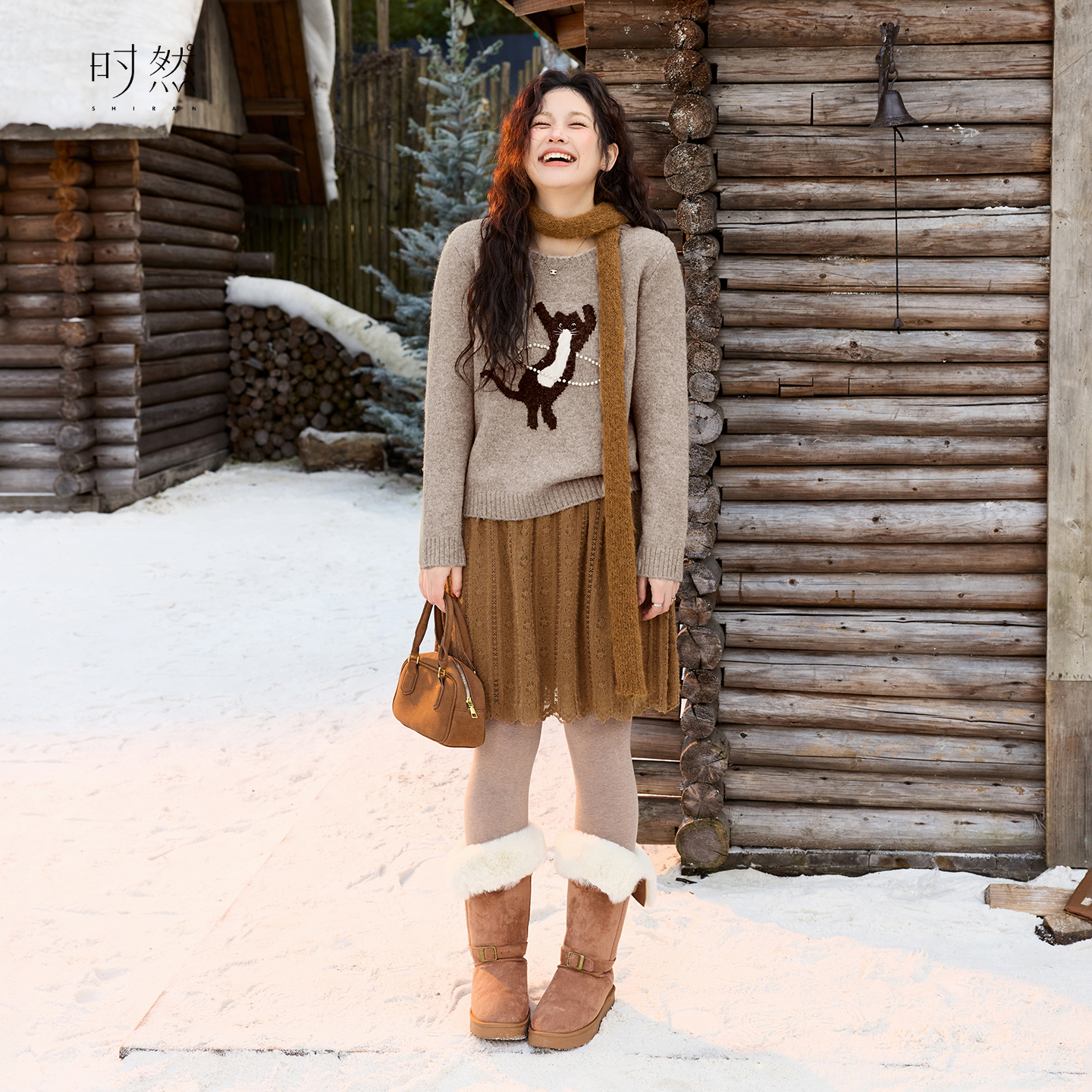 时然大码微胖MM加绒半身裙