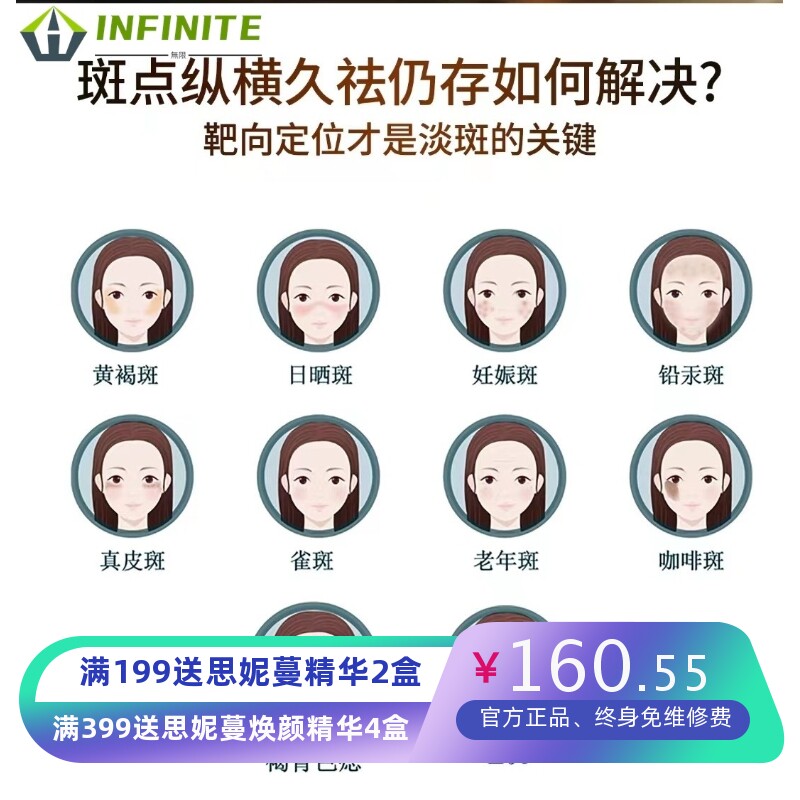 祛斑精华液排色液美白祛斑祛黄褐斑蝴蝶斑老年斑雀斑轻疗肤灯泡肌
