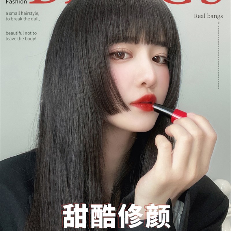 厂家公主切发片真发假发刘海假齐刘海女姬发式假刘海夏季隐Z形自