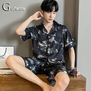 夏天丝绸短袖 夏季 家居服2024新款 冰丝睡衣男士 春秋款 夏款 男款 薄款