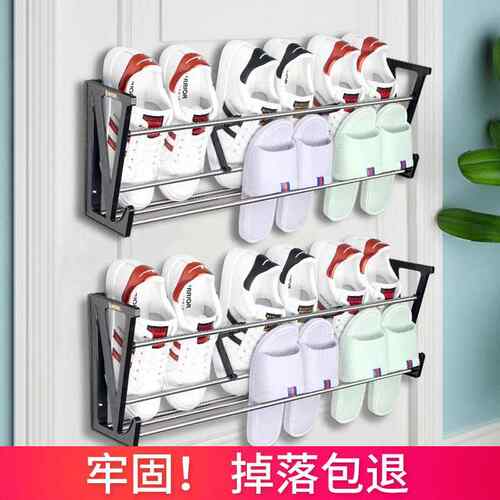 磁吸门上鞋架门后吸壁式免打孔黏贴双排浴室架门口免钉收纳拖鞋柜