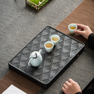 沥水盘功夫茶台茶海排水家用简约小型高端干泡台 全陶瓷茶盘一体式