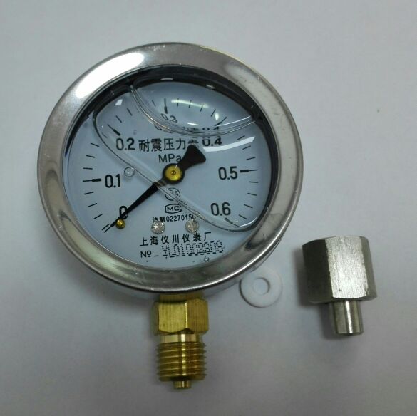 。耐震压力表 含不锈钢焊接接头 YN-60 0~0.6mpa 直径60mm 成套