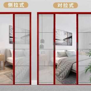 纱门防蚊蝇纱网侧开摺叠网门阳台家用入户门高透纱门定制 推拉式