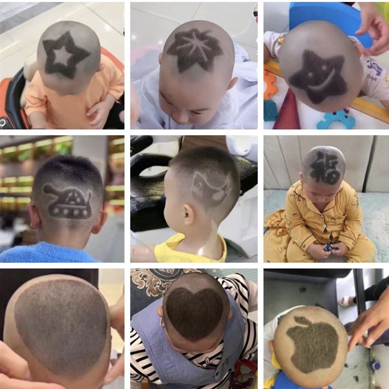 儿童理髲造型神器模具男孩发型雕刻图案辅助模版自己剪头发模型贴