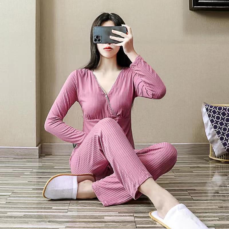 月子服春秋季产后哺乳薄款家居服哺乳衣套装秋冬孕妇睡衣嫚夏季熙