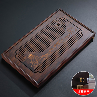 竹制长方形干泡盘茶台茶海 茶盘家用功夫茶具茶托盘带排水小型中式