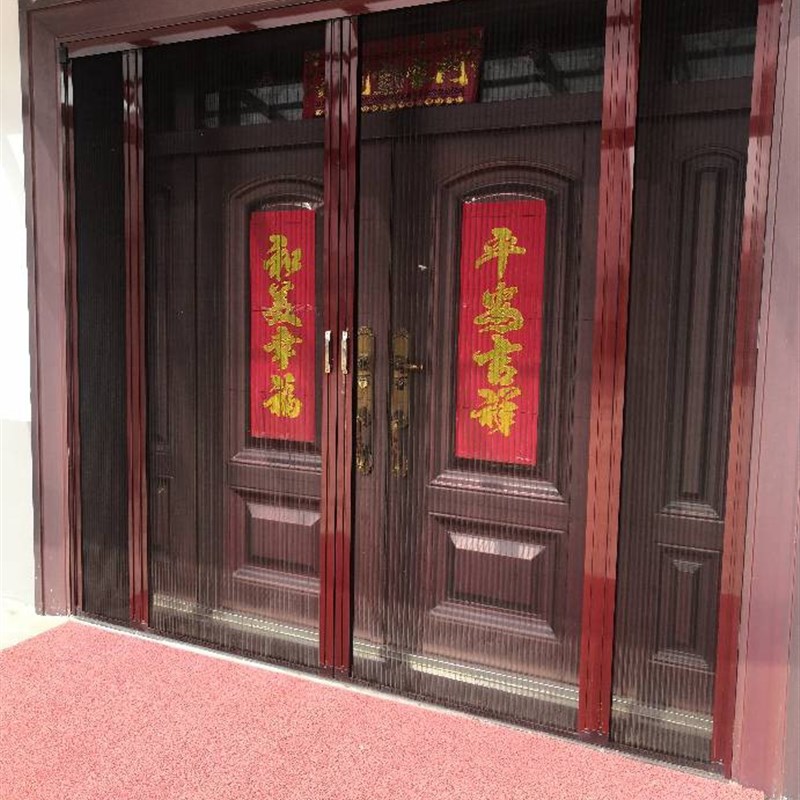 定做铝合金推拉式隐形折叠防蚊纱窗门风琴式无轨纱门车库免打孔