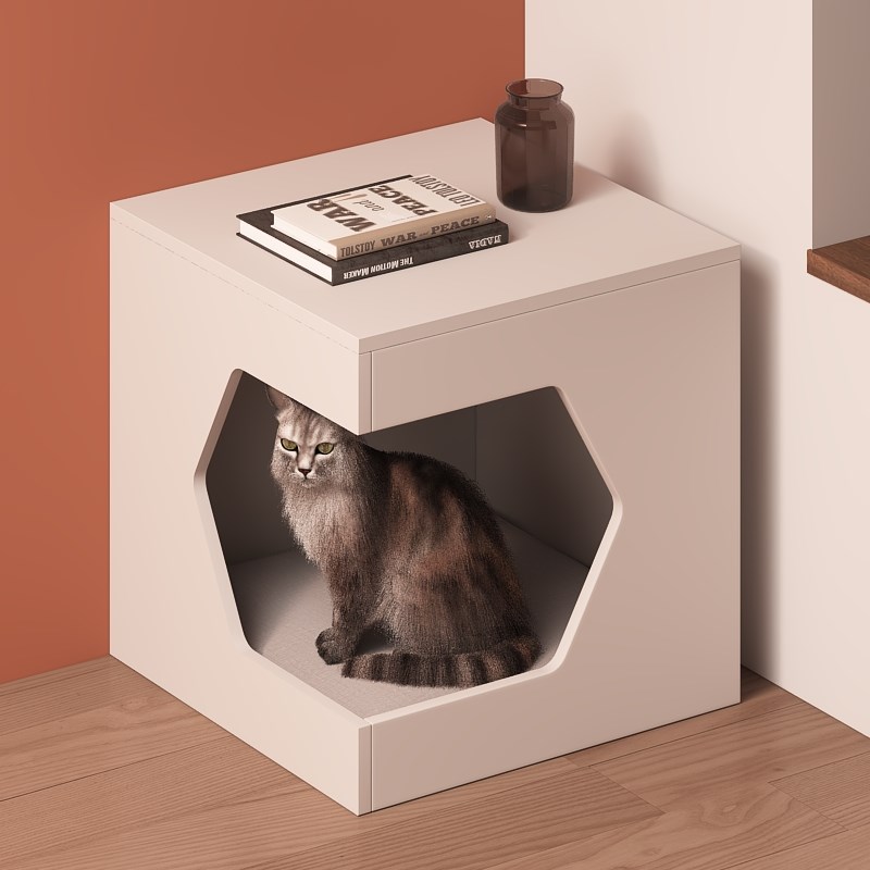 猫窝床头柜狗窝室内家用实木小户型床边人猫共用宠物猫房子定制