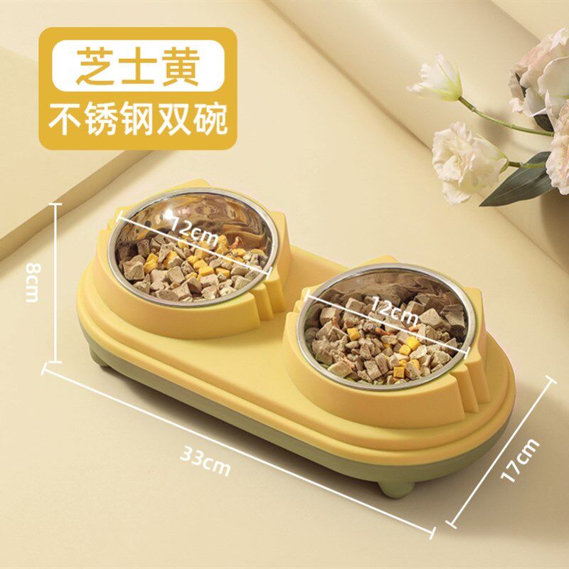 狗狗碗猫咪双碗自动宠物一体碗饮水碗喂食食盆饭碗防打翻陶瓷猫碗