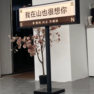 網(wǎng)紅發(fā)光路牌指示牌定制拍照區(qū)布置打卡店鋪背景裝 飾品我在很想你