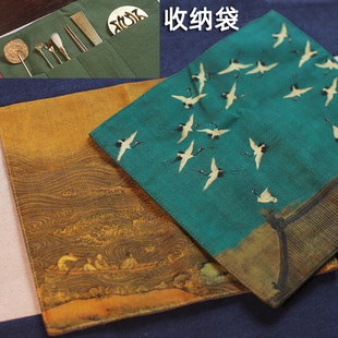 工具勺铲灰押收纳袋香插抽绳放便携旅行打篆布袋防护锦袋 香道套装