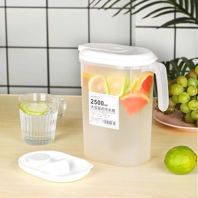 日式冰箱冷水壶夏日家用大麦茶大容量冷水壶清凉白色开壶杯