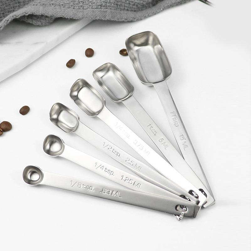 304钢一体量勺方形调料果粉烘焙量匙0.63/1.25/2.5/3.75/5/15ML