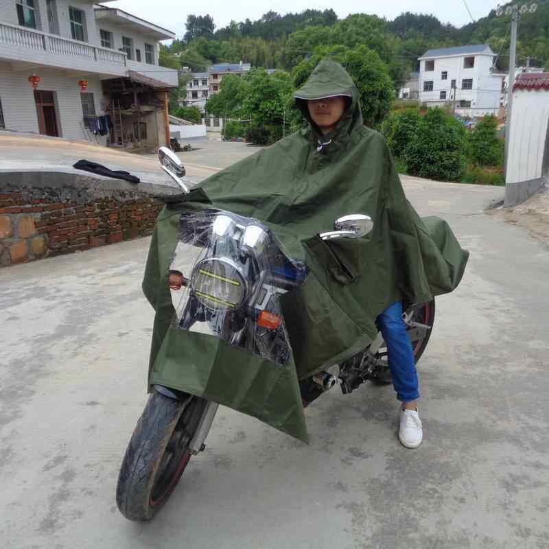 帆布雨衣电动机车耐磨劳保老式男女单双人拉链绿色加厚加大遮