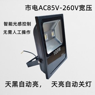 led光控感應投光燈戶外防水220v智能路燈監控補光照明燈天黑即亮