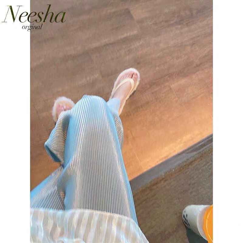 孕妇裤夏季外穿薄款冰丝百褶直筒长裤女夏宽松裤子垂感阔腿裤夏装