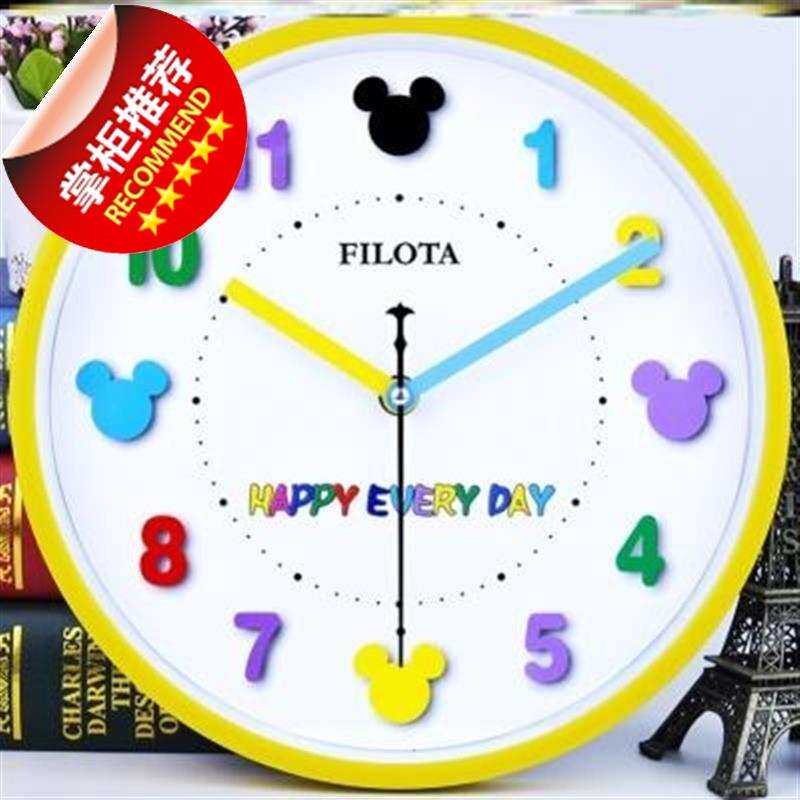 壁挂北欧圆形单面卧室墙钟美容院教室女生房间墙挂表客厅挂钟钟表