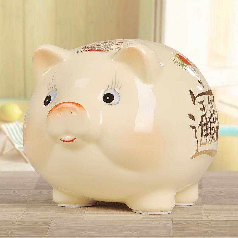 陶瓷存钱罐成人超大号可爱儿童存钱筒创意存钱小猪祇进不出大容量