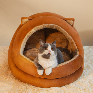 猫窝冬季 通用狗窝秋冬保暖宠物用品 保暖半封闭式 猫屋宠物房子四季