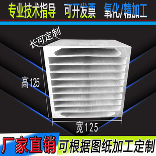 加風(fēng)扇散熱器大功率鋁型材散熱器寬125 正方形 125毫米長(zhǎng)任意定制