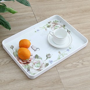 加厚长方形托盘家用点心盘饺子盘收纳餐盘塑料水果盘客厅茶盘 欧式