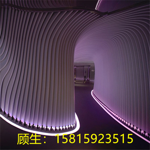 饰厂家 异形弧形铝方管波浪吊顶拉弯木纹铝方通铝树门头造型定制装
