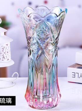 简约现代特大号玻璃花瓶透明水养富贵竹百合客厅家用鲜花插花摆件