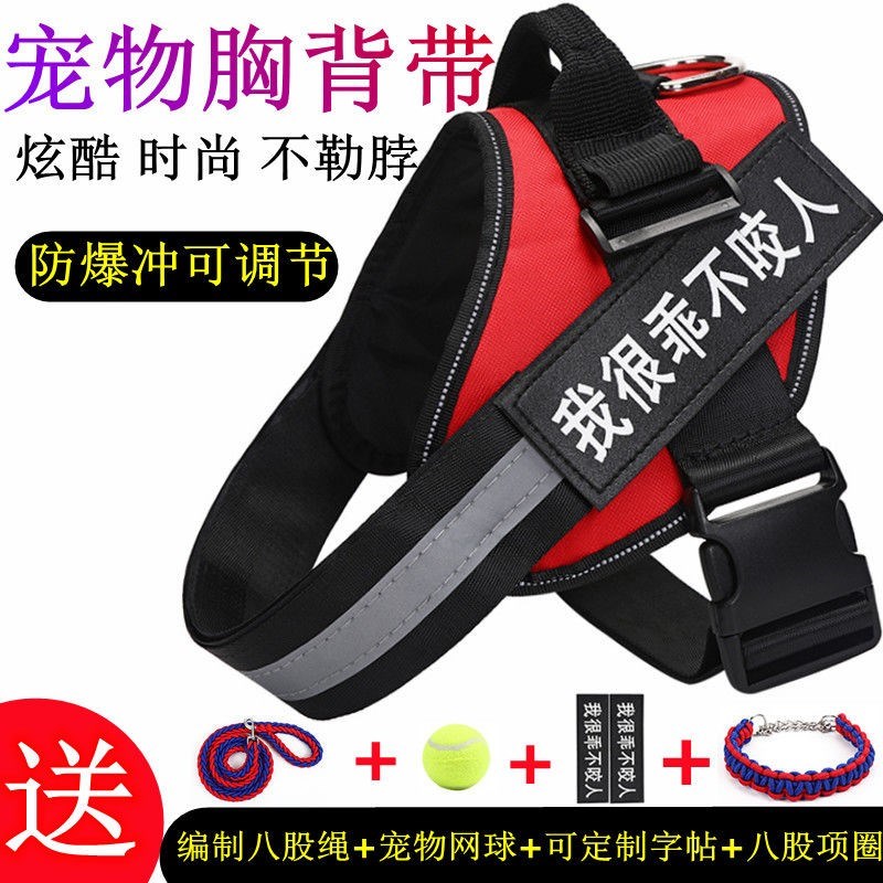 狗狗牵引绳狗绳子狗链子胸背带金毛泰迪大中小型犬背心式宠物用品