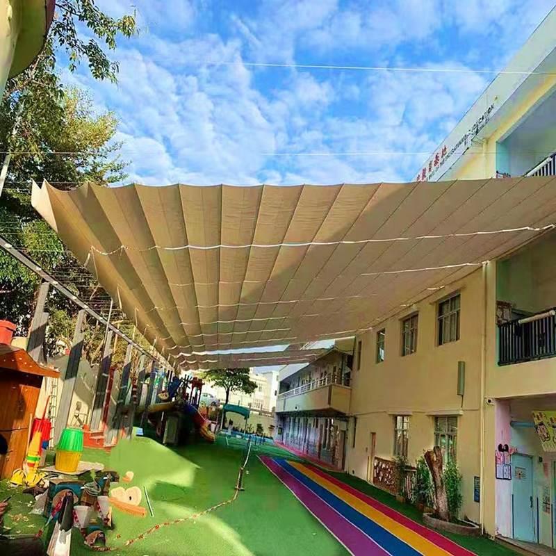 挡太阳隔热网伸缩式幼儿园彩色遮阳网可滑动楼顶屋顶防晒网庶阳网