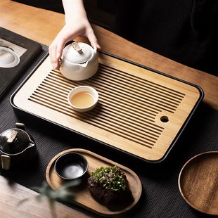 茶盘托盘一人茶海茶具功夫茶盘沥水家用小型茶台茶座 半房杂货日式