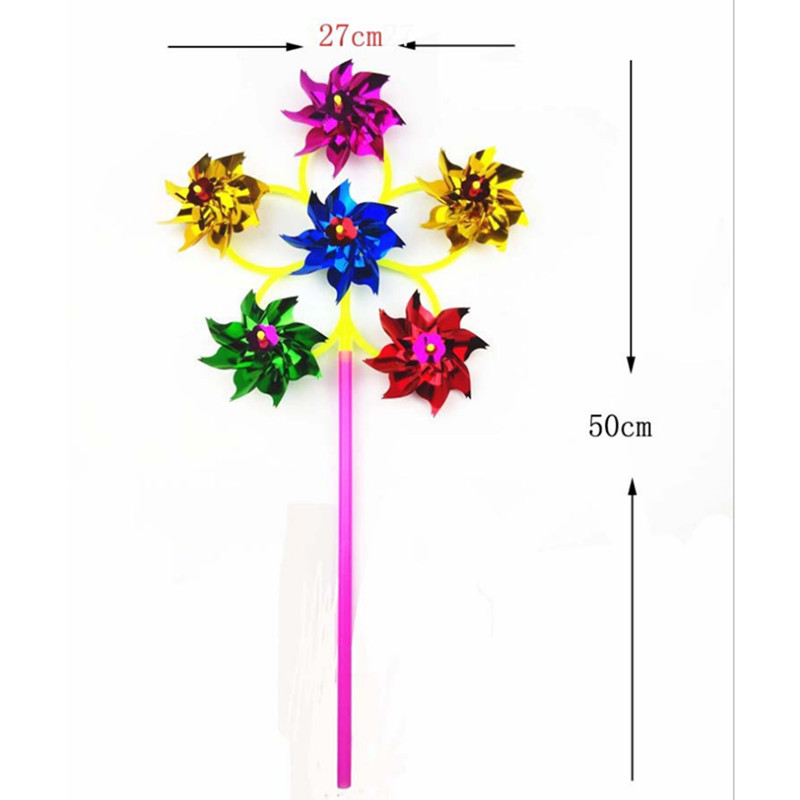 六轮亮片风车 七彩塑料彩色传统广场景区地摊热卖儿童户外玩具