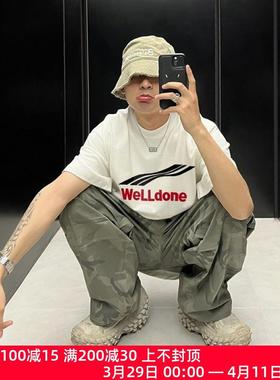 WE11DONE TRACK小众潮牌美式夏季宽松男士情侣白色半袖短袖T恤