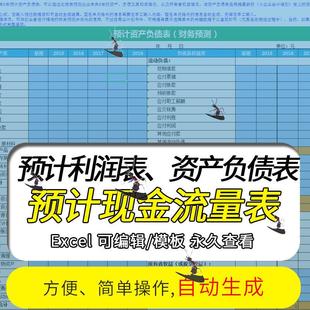 Excel公司预计财务系统利润表(损益表)现金流量预算表资产负债