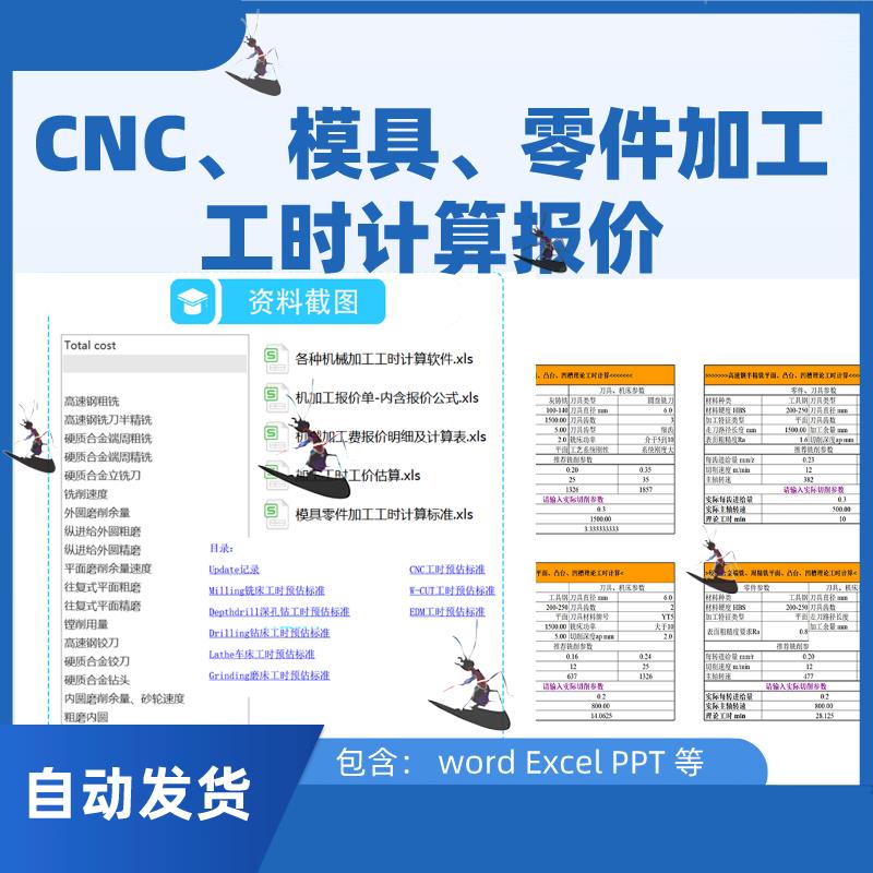 机械CNC数控报价表加工 零件成本核算 自动计算工具 模具零件 商务/设计服务 设计素材/源文件 原图主图