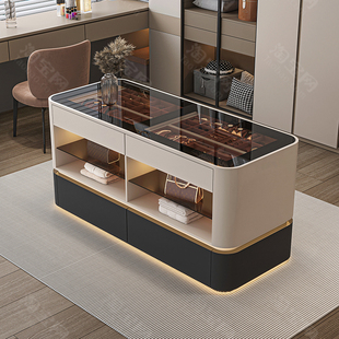 衣帽间中岛柜轻奢高级感首饰展示柜收纳斗柜中岛台服装 饰柜 店装