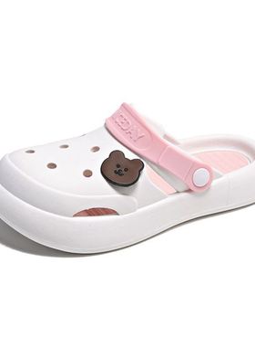 洞洞鞋女款夏季外穿防臭2024新款白色海边沙滩凉拖鞋女士夏天女鞋