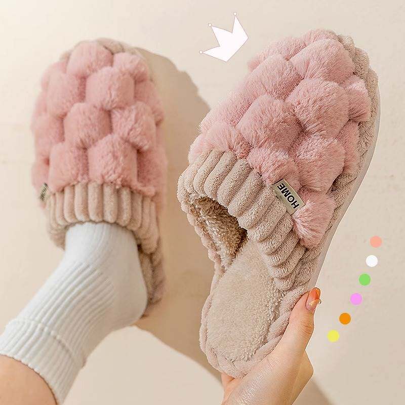 棉拖鞋女士冬季室内家居家用保暖加绒毛毛情侣厚底月子产后秋天男