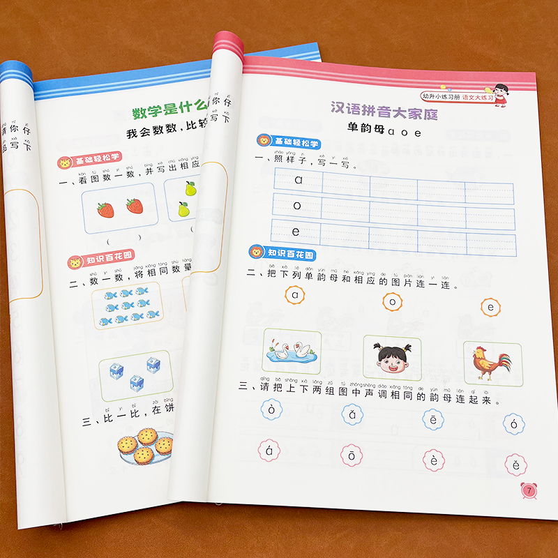 幼小衔接练习册语文数学全2本 幼儿园大班中班学前班为一年级入学准备幼升小一年级练习题 拼音习题一日一练入学基础训练升学预习
