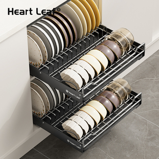 厨房抽拉碗碟收纳层架整体橱柜内碗架拉篮抽屉式放碗盘盘子置物架
