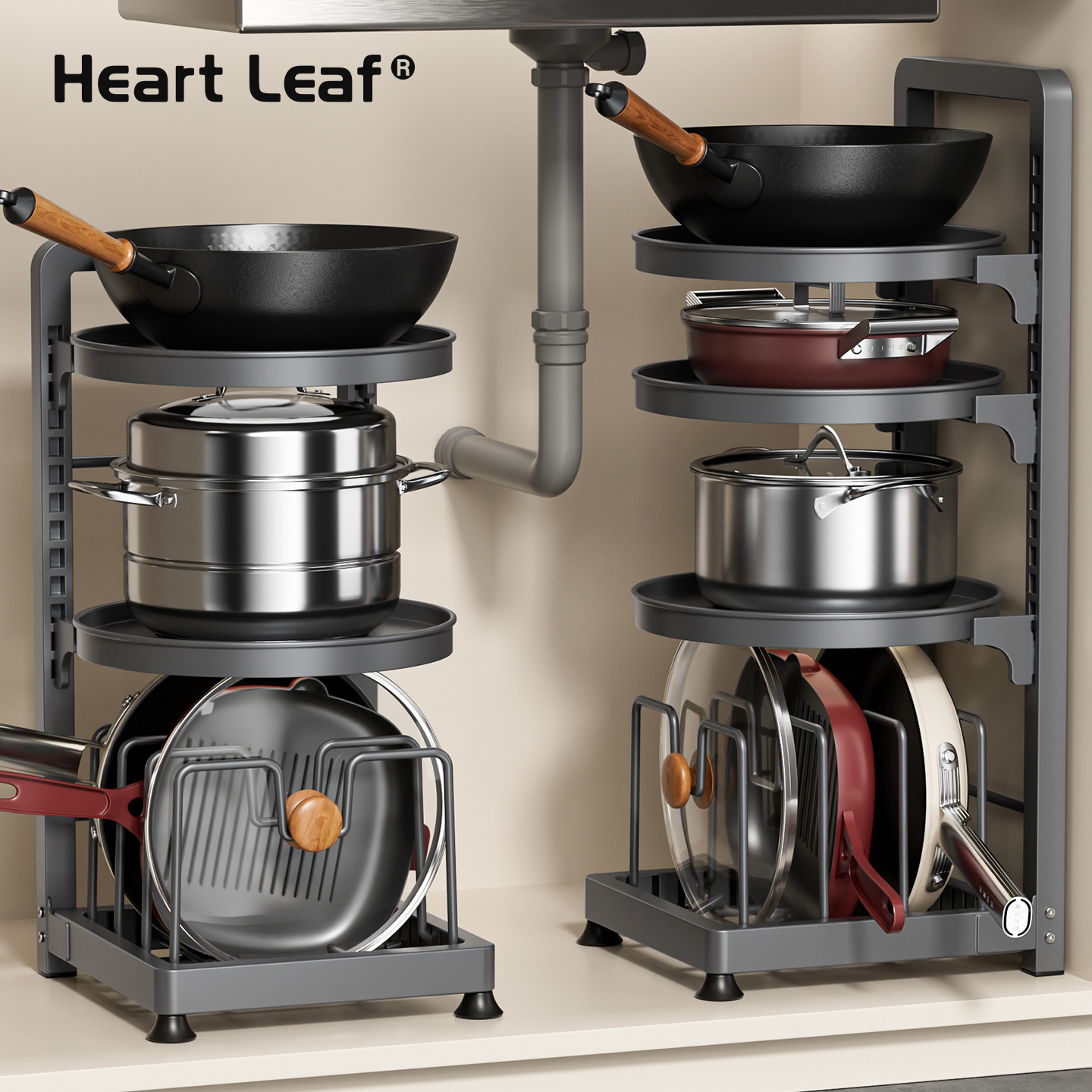 【层高可调】锅具置物架多层收纳