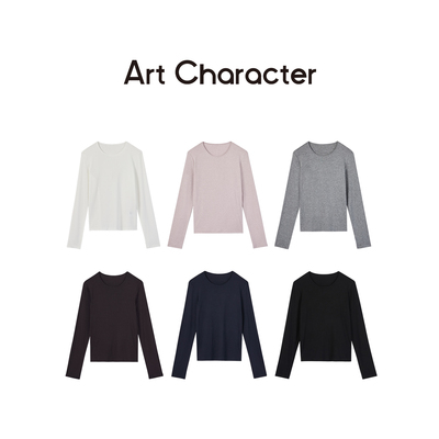 ART CHARACTER/艺符可机洗羊毛莱赛尔混纺圆领长袖T恤女打底衫秋