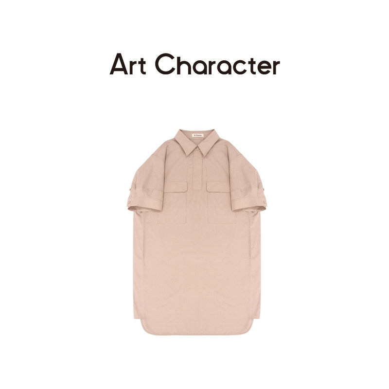 ART CHARACTER 艺符美式工装连衣裙新款夏季宽松显瘦遮肚微胖裙子 - 实物图
