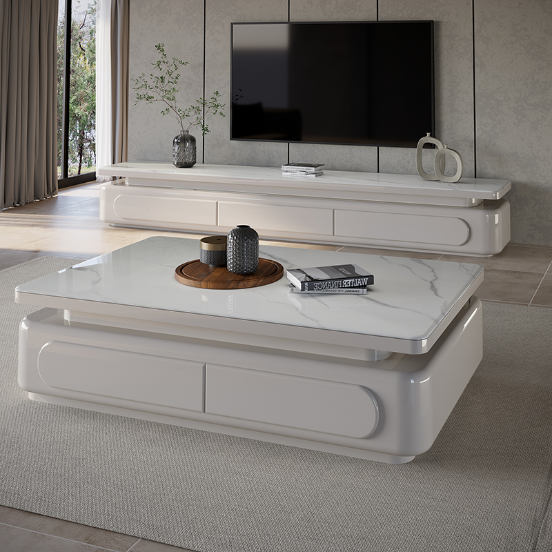 2025新款岩板微晶石轻奢茶几电视柜组合客厅家用简约现代小户型