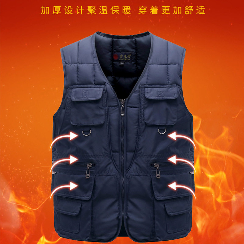 品质男装中老年人加厚保暖多兜棉马甲秋冬季多口袋棉马甲爸爸款,男装,常规马甲,淘宝优惠券,粉丝福利购,淘宝优惠卷